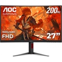 MONITOR GAMER CURVO AOC C27G4H2 /  PANEL VA / 200 HZ / TIEMPO DE RESPUESTA 1 MS / AMD FREE SYNC / COLOR NEGRO Y ROJO / HDMI / VGA / DP / ASPECTO 16:9 / RESOLUCION 1920 X 1080 / BRILLO 300 CD/M2