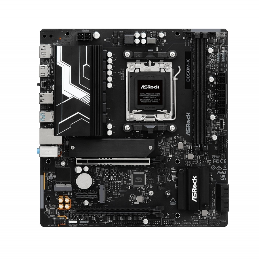[MB-1487] MB ASROCK B850M-X R2.0/AM5 RYZEN SERIES 9000, 8000 Y 7000/DDR5 8200 MHZ/ PCIE GEN5M.2/1 PCIE 4.0X16/1 PCIE 3.0X1/AMD RDNA/1 BLAZING M.2/1 HYPER M.2/8 USB 3.2/2 USB C TRASERO Y FRONTAL/5 USB 2.0