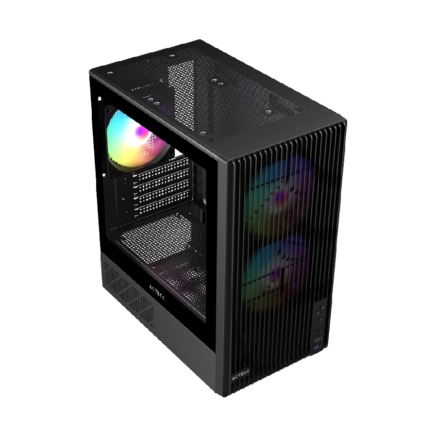 [CS-1143] GABINETE ACTECK ZYRON GC606 / MINI TORRE / MICRO ATX - MINI ITX / VENTILADORES FRGB X3 / FUENTE DE PODER TIPO ATX (NO INCLUIDA) / METAL + PANEL DE CRISTAL TEMPLADO / NEGRO / AC-943819