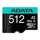 MEMORIA ADATA MICRO SDXC/SDHC 512GB UHS-I 100MB/85MB CLASE 10 V30 A2 C/ADAPTADOR AUSDX512GUI3V30SA2-RA1