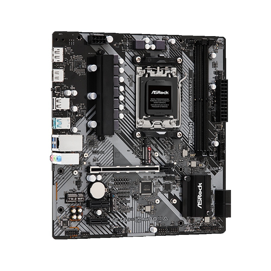 MB ASROCK B650M-H/M.2/AM5 RYZEN SERIES 9000, 8000 Y 7000/DDR5 6400 MHZ/ PCIE GEN5M.2/2 PCIE 4.0X16/1 PCIE 3.0X1/AMD RDNA/1 BLAZING M.2/1 HYPER M.2/6 USB 3.2/1 USB C TRASERO/