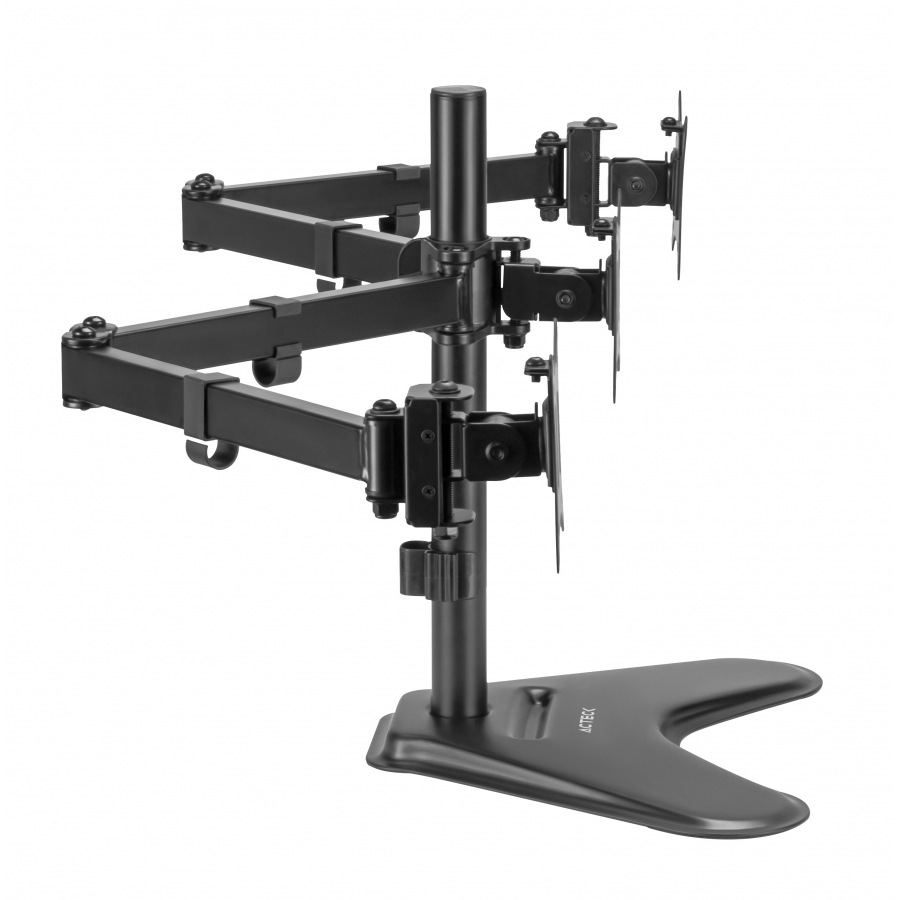 SOPORTE ACTECK ENFORCE ZONE-B SM435 / DE ESCRITORIO / 3 MONITORES / 17 - 32 PULG / HASTA 9 KG POR BRAZO / INCLINACION Y GIRO AJUSTABLE / VESA 75 - 100 MM / ORGANIZADOR DE CABLES / NEGRO / AC-939676