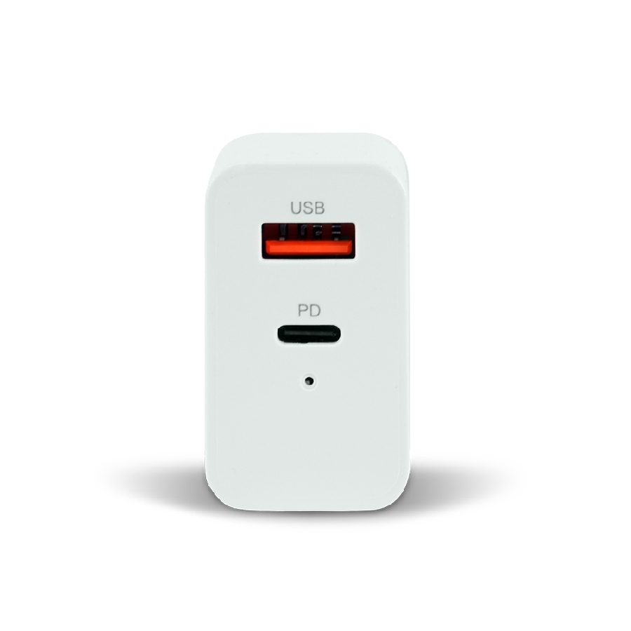 CARGADOR PARA PARED AU-350 QUICK CHARGE 3.0A PD 20W USB A Y TIPO C BLANCO