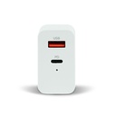 CARGADOR PARA PARED AU-350 QUICK CHARGE 3.0A PD 20W USB A Y TIPO C BLANCO