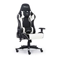 SILLA OCELOT GAMING OSB-04 / VINIPIEL / BASE NYLON AJUSTABLE / DESCANSABRAZOS 2D / PISTON CLASE 4 / RECLINABLE 90-155 GRADOS / HASTA 150KG / COJINES LUMBAR Y CERVICAL / COLOR NEGRO CON BLANCO