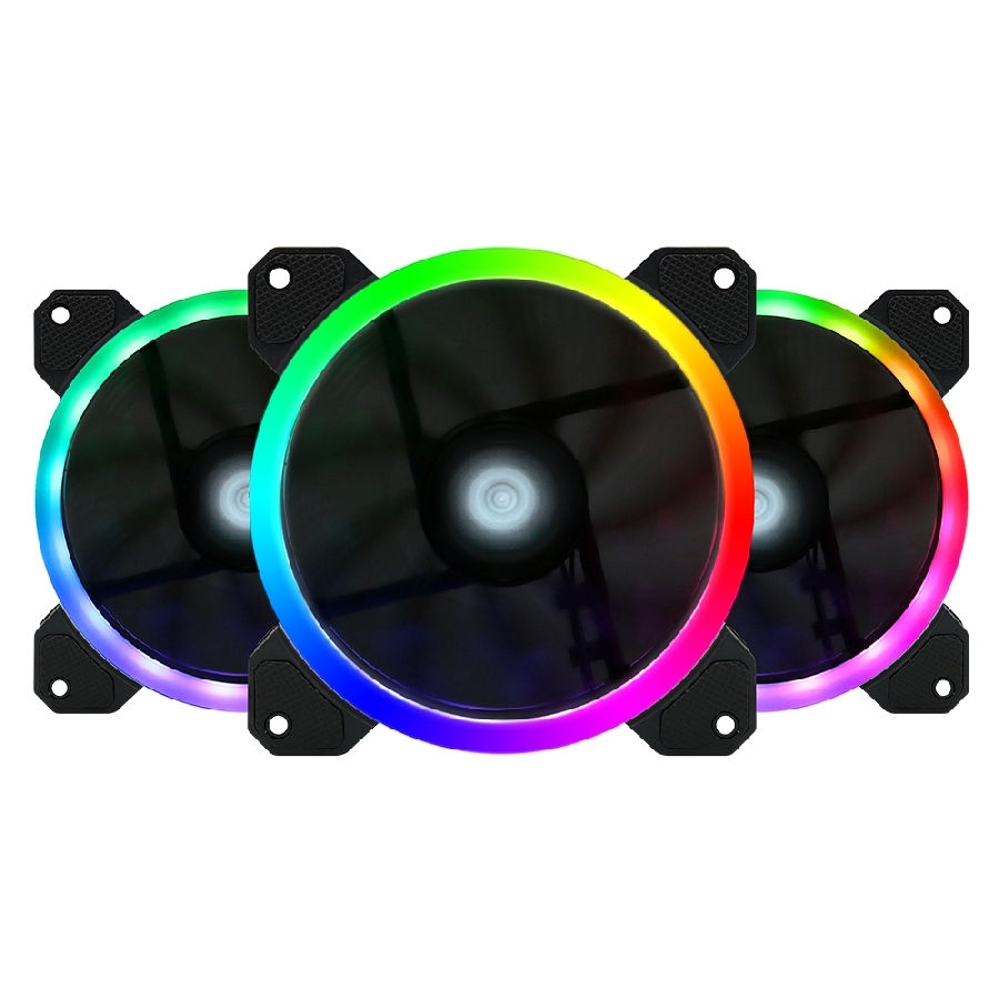 [CF-593] KIT VENTILADORES GAME FACTOR FKG400, 3 FANS 120MM, RGB, 2 TIRAS LED, CONTROL REMOTO