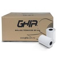 [CN-4143] PAQUETE ROLLO PAPEL TERMICO GHIA CTG80N / 80X70 MM /PARA IMPRESORAS DE 80MM / REACCION NEGRO / 50 UNIDADES