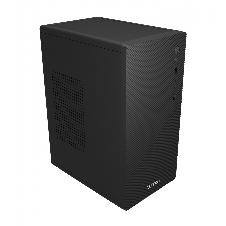 GABINETE MICRO TORRE QUARONI MICRO ATX, MINI ITX / 2USB 2.0 / FRONT ZIGZAG/ FUENTE 500 W/1 VENTILADOR INCLUIDO/NEGRO