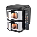 FREIDORA DE AIRE DOBLE MIRATI DE 11 LITROS TOTALES CUENTA CON 2 CANASTAS DE 5.5L CADA UNA CON VENTANA, PANEL A COLOR Y RETRACTIL REGULACION DE TEMPERATURA INDIVIDUAL, 1800W, TEMPERATURA DE 60C-200C