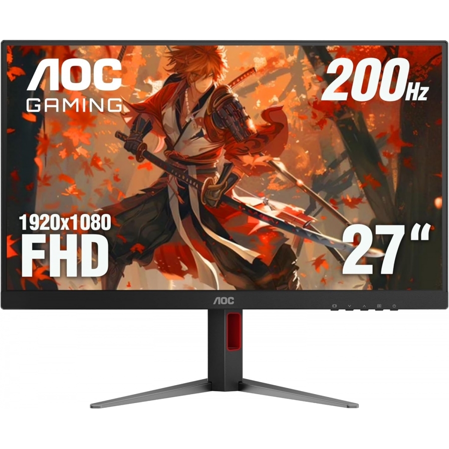 MONITOR GAMER AOC 27G4H / PANEL IPS / 27 PULGADAS / HDMI / DP / ASPECTO 16;9 / TR 0.5 MS / ADAPTIVE SYNC / 200 HZ / RESOLUCION 1920 X 1080 / BRILLO 300 CD/M2 / VESA 100X100 MM/ NEGRO Y ROJO