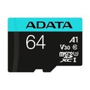 MEMORIA ADATA MICRO SDXC/SDHC 64GB UHS-I 100MB/80MB CLASE 10 V30 A2 C/ADAPTADOR (AUSDX64GUI3V30SA2-RA1)