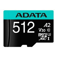 [RAM-3916] MEMORIA ADATA MICRO SDXC/SDHC 512GB UHS-I 100MB/85MB CLASE 10 V30 A2 C/ADAPTADOR AUSDX512GUI3V30SA2-RA1