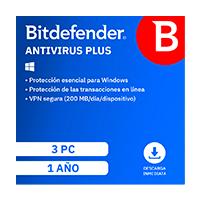 ESD BITDEFENDER ANTIVIRUS PLUS / 3 USUARIOS / 1 AÑO (ENTREGA ELECTRONICA)