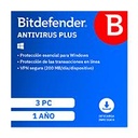 ESD BITDEFENDER ANTIVIRUS PLUS / 3 USUARIOS / 1 AÑO (ENTREGA ELECTRONICA)