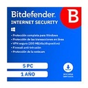 ESD BITDEFENDER INTERNET SECURITY / 5 USUARIOS / 1 AÑO (ENTREGA ELECTRONICA)