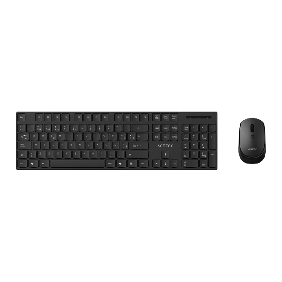 [KB-1172] KIT ACTECK CREATOR VANTAGE PRIME MK555 / TECLADO Y MOUSE / INALAMBRICO DONGLE USB / ERGONOMICO / WIN / ESPAÑOL / MEMBRANA / 105 TECLAS / 1600 DPI AJUSTABLE / 4 BOTONES / OPTICO / NEGRO / AC-943499