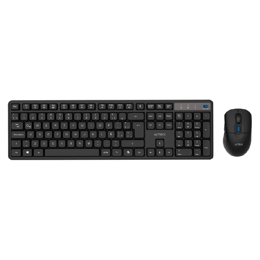 KIT ACTECK CREATOR SILENT PRO MK474 / TECLADO Y MOUSE / INALAMBRICO DONGLE USB / WIN, MAC, ANDROID / MEMBRANA /106 TECLAS / ERGONOMICO / 5000 DPI AJUSTABLE / 6 BOTONES / OPTICO / NEGRO /AC-943505
