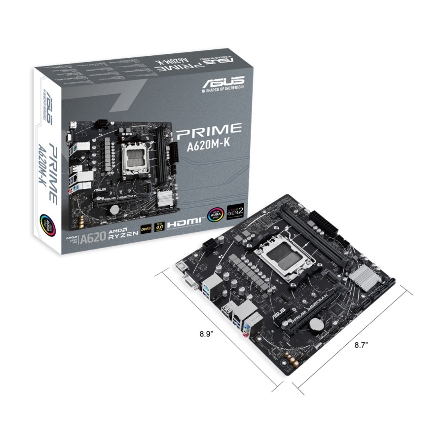 [MB-1491] MB ASUS A620 AMD S-AM5 9A GEN /2X DDR5 5200 /HDMI /VGA /M.2 /4X USB 3.2 /MICRO ATX /GAMA BASICA