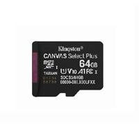 MEMORIA FLASH MICRO SD KINGSTON SDXC CANVAS SELECT PLUS 64GB 100MB/S UHS-I U1 V10 SIN/ADAPTADOR (SDCS3/64GBSP)