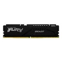 MEMORIA RAM KINGSTON DIMM DDR5 8GB 5200MT/S FURY BEAST BLACK CL40 288PIN 1.25V C/DISIPADOR DE CALOR P/PC/GAMER/ALTO RENDIMIENTO KF552C40BB-8