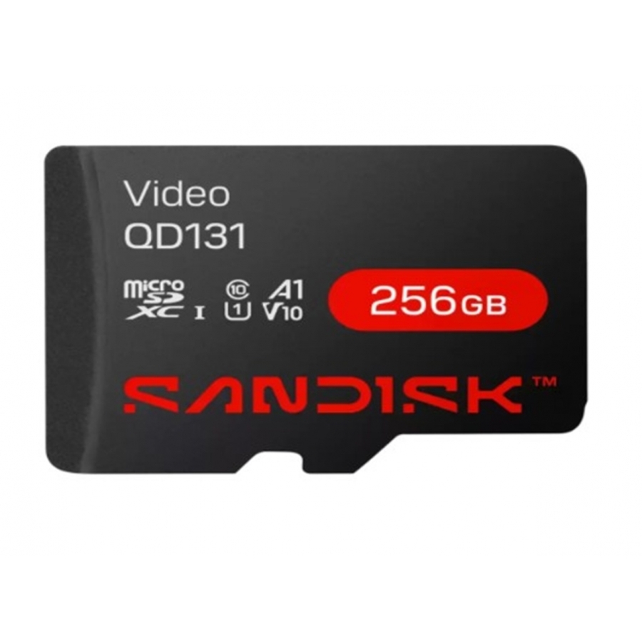 MEMORIA SANDISK VIDEO SC QD131 MICRO SDXC 256GB VIDEOVIGILANCIA 24/7 CLASE 10 U1 LECT 160MB/S ESC 18MB/S  SDSDQAS5-256G-BP