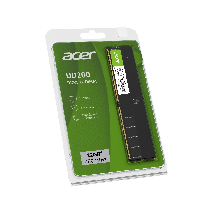 [RAM-4289] MEMORIA RAM ACER UD200 UDIMM DDR5 32GB 4800MHZ, 1.1V ESCRITORIO BL.9BWWA.425