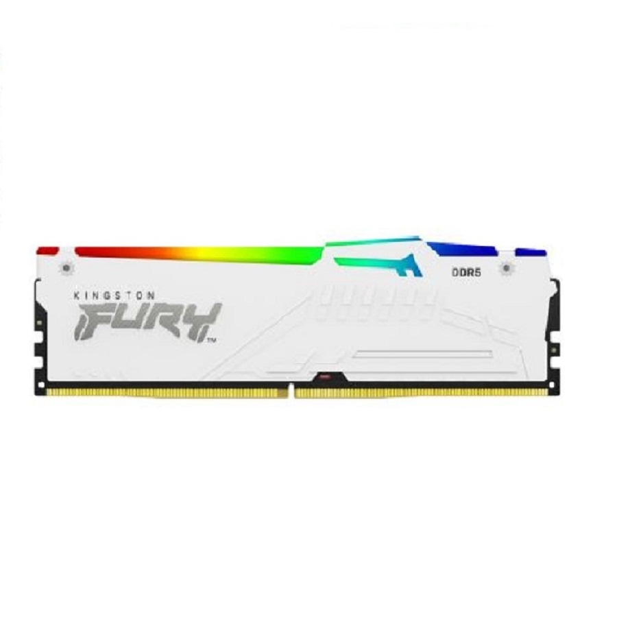 MEMORIA RAM KINGSTON DIMM DDR5 64GB 2X32GB 6000MT/S FURY BEAST WHITE RGB EXPO CL30 288PIN 1.4V C/DISIPADOR DE CALOR P/PC/GAMER/ALTO RENDIMIENTO KIT 2 KF560C30BWEAK2-64