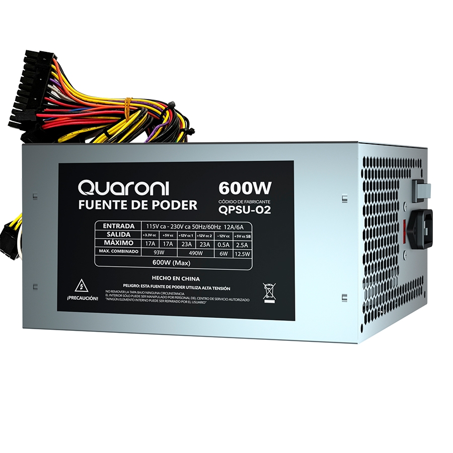 [CSP-439] FUENTE DE PODER QUARONI 600W METALICO 24 PIN