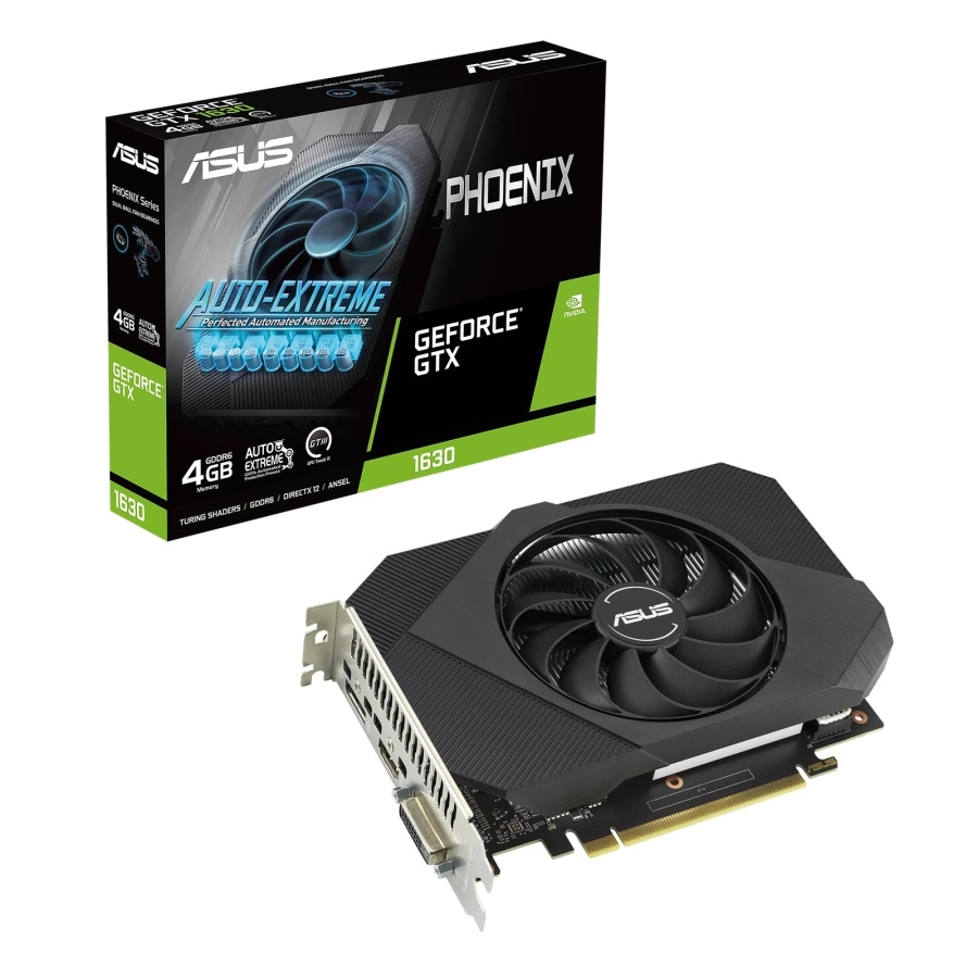 [VC-1414] TARJETA DE VIDEO ASUS NVIDIA GTX1630 /PCIE X16 3.0 /4GB GDDR6 /HDMI /DP /DVI /ESTANDAR /GAMA MEDIA