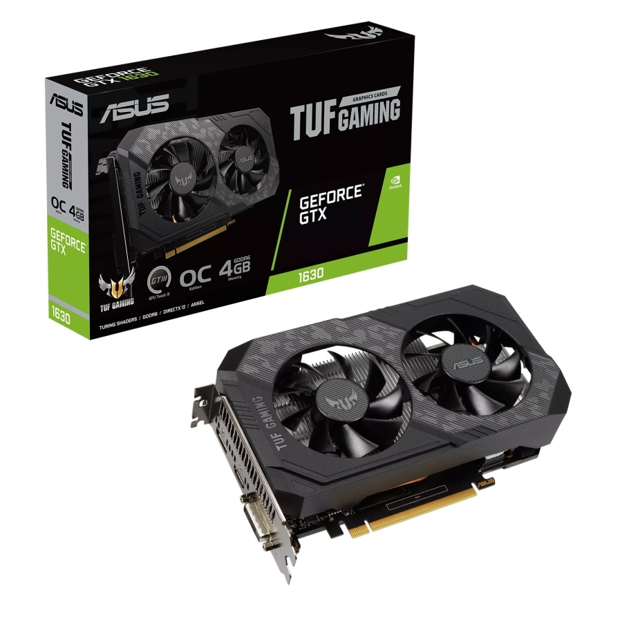 TARJETA DE VIDEO ASUS NVIDIA GTX1630 /PCIE X16 3.0 /4GB GDDR6 /HDMI /DP /DVI /ESTANDAR /GAMA MEDIA /GAMER