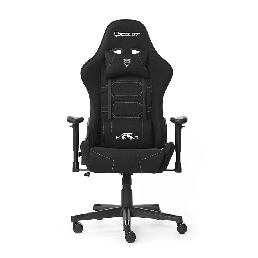 [AC-13404] SILLA OCELOT GAMING OST-BLACK NIGHT /TELA AUTOMOTRIZ / BASE NYLON AJUSTABLE / DESCANSABRAZOS 1D / PISTON CLASE 4 / RECLINABLE 90-155 GRADOS / HASTA 150KG / COJINES LUMBAR Y CERVICAL / COLOR NEGRO CON