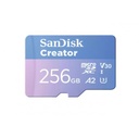 MEMORIA SANDISK MICRO SDXC CREATOR 256GB LECT 190MB/S ESC 130MB/S GRABA 4K/5.3K  SDSQXAV-256G-GN6MS