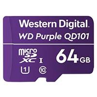 MEMORIA WD PURPLE SC QD101 MICRO SDXC 64GB VIDEOVIGILANCIA 24/7 CLASE 10 U1 LECT 50MB/S ESC 40MB/S WDD064G1P0C