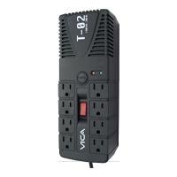 [RE-104] REGULADOR ELECTRONICO DE VOLTAJE VICA T-02 1200VA / 700W, 8 TOMAS NEMA 5-15R REGULADAS Y CON SUPRESOR DE PICOS, PUERTO RJ11, 5 AÑOS DE GARANTIA