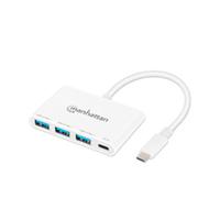 [AC-11629] HUB USB-C,MANHATTAN,168434, 3 PTOS A + 1 PTO C PD, 5GBPS, BLANCO