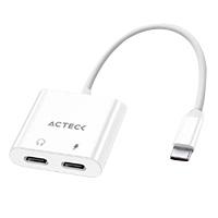 ADAPTADOR ACTECK SHIFT PLUS AA415 / USB C - 2X USB C / AUDIO - TIPO C DP / ANDROID - IOS / BLANCO / AC-939768