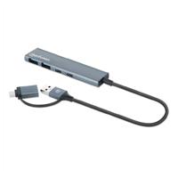HUB/MANHATTAN/181075/HUB DE 4 PUERTOS USB 3.2, 2 USB-A Y 2 USB-C, CONECTOR ADAPTABLE DE USB-A A USB-C