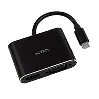 [AC-10874] ADAPTADOR ACTECK SHIFT PLUS AV420 / USB C - HDMI VGA / 4K / 10 CM / NEGRO / AC-934657