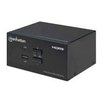 MUX KVM,MANHATTAN,153522, HDMI DOBLE MONITOR 2:1,  4K@30MHZ USB2.0 AUDIO