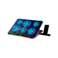 [CF-431] BASE ENFRIADORA BALAM RUSH EOLOX FREEZ EF707 / 17 PULG / 6 VENTILADORES / 2X USB / PANTALLA LCD / AJUSTABLE 8 NIVELES / ILUMINACION RGB / ANTIDERRAPANTE / NEGRO / BR-937429