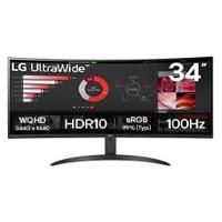 MONITOR PC LG CURVO ULTRAWIDE QHD 34WR50QK,34 PULG,RESOL. 3440X1440,1800R,PANEL VA,REL. 21:9,BRILLO 300 CD/M2,CONTR. 3000:1,TR 5MS,100 HZ,HDR10,HDMI,DISPLAY PORT,MONTABLE PARED 100X100,NEGRO.