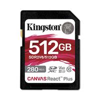 [RAM-4261] MEMORIA FLASH SD KINGSTON SDXC CANVAS REACT PLUS 512GB 280R/150W UHS-II U3 V60 SDR2V6/512GB