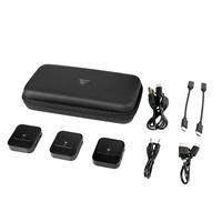 KIT 2 MICRFONOS LAVALIER / GAME FACTOR / MCL650 USB C, 2.4GHZ, ULTRA BAJA LAT, CANC DE RUIDO, NEGRO.