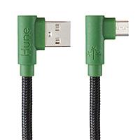 [CB-2589] CABLE MICRO USB HUNE HIEDRA SUSTENTABLE TRENZADO CARGA RAPIDA Y DATOS 90ª  1.2M (BOSQUE)