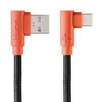 [CB-2595] CABLE MICRO USB TIPO C HUNE HIEDRA SUSTENTABLE TRENZADO CARGA RAPIDA Y DATOS 90ª  1.2M (CORTEZA)