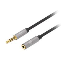 CABLE AUDIO ESTEREO, MANHATTAN, 356039, 3.5MM EXTEN. M-H 2.0M NEGRO/ALUMINIO PLATEADO
