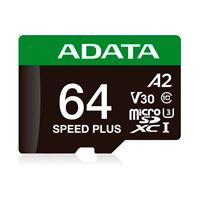MEMORIA ADATA MICROSDXC SPEED PLUS 64GB CL10 CON ADAPTADOR UD64GUI3V30A2SP-RA1
