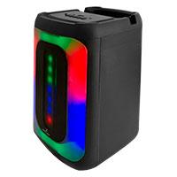 BOCINA INALAMBRICA BLUETOOTH RECARGABLE PORTATIL LUZ RGB DUAL 4 PULGADAS FUNCION TWS PERFECT CHOICE FESTA MINI - NEGRO