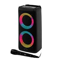 [SPK-2493] BOCINA INALAMBRICA BLUETOOTH PORTATIL CON MICROFONO RECARGABLE LUZ RGB DOBLE BOCINA 4 PULGADAS PERFECT CHOICE FESTA ULTIMATE - NEGRO