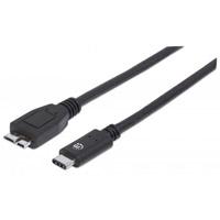 [CB-1072] CABLE USB,MANHATTAN,353397,-C V3.1, C-MICRO B 1.0M NEGRO